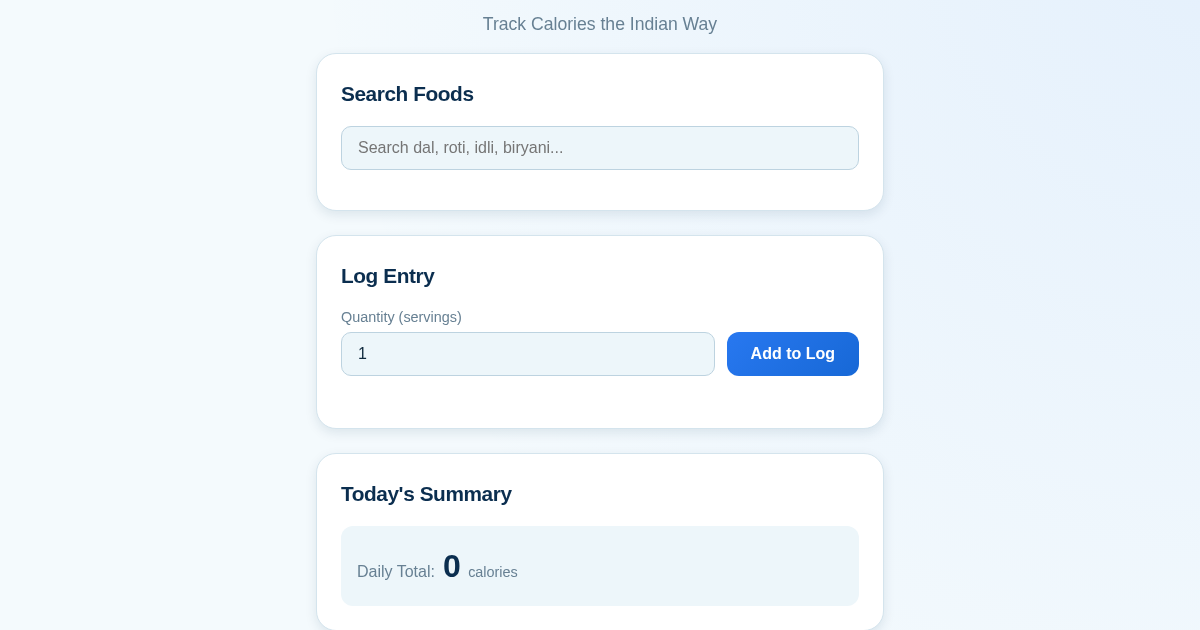 IndiCal - Track Calories the Indian Way
